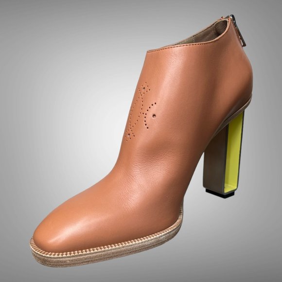 HERMES OLGA CALF LEATHER NATURAL BOOTIES ANKLE BOOTS SHOES EU 40 HEELS - Picture 9 of 16